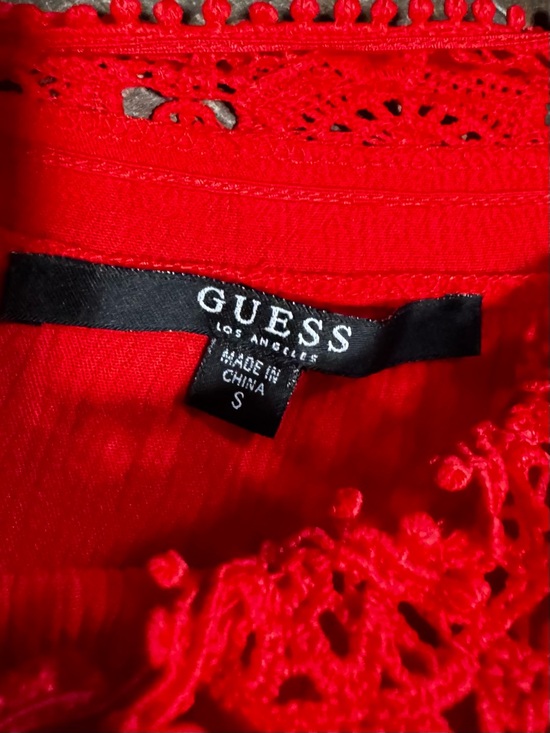 Guess Red Crochet-Trim Peasant Blouse - Picture 5 of 6